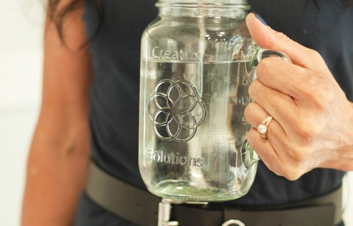 Mineral-rich structured water in a mason jar