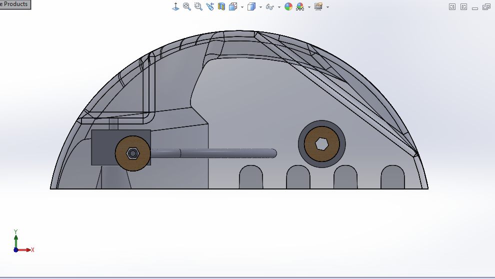 SolidWorks CAD cross-section of the PowerCushion showing internal structure