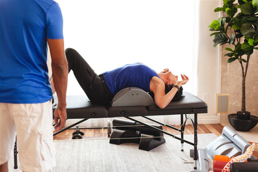Patented spinal fitness training tools in use