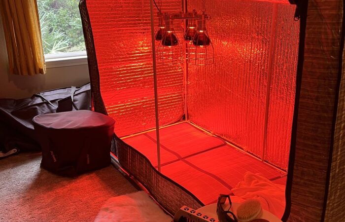 Sauna Fix near infrared lay-down sauna tent for home recovery
