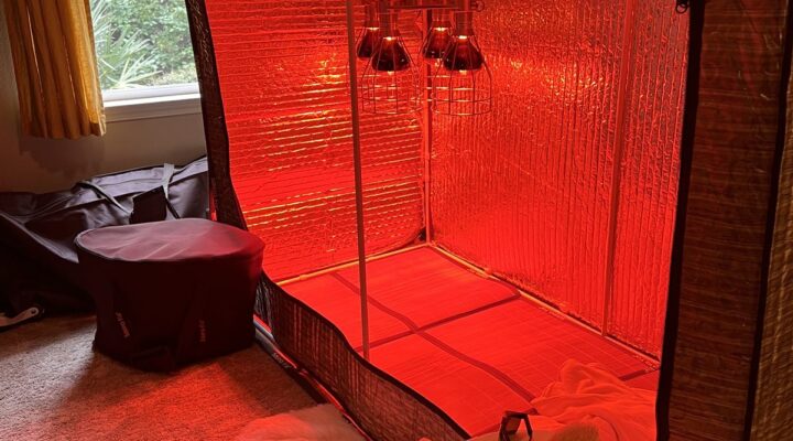 Sauna Fix near infrared lay-down sauna tent for home recovery