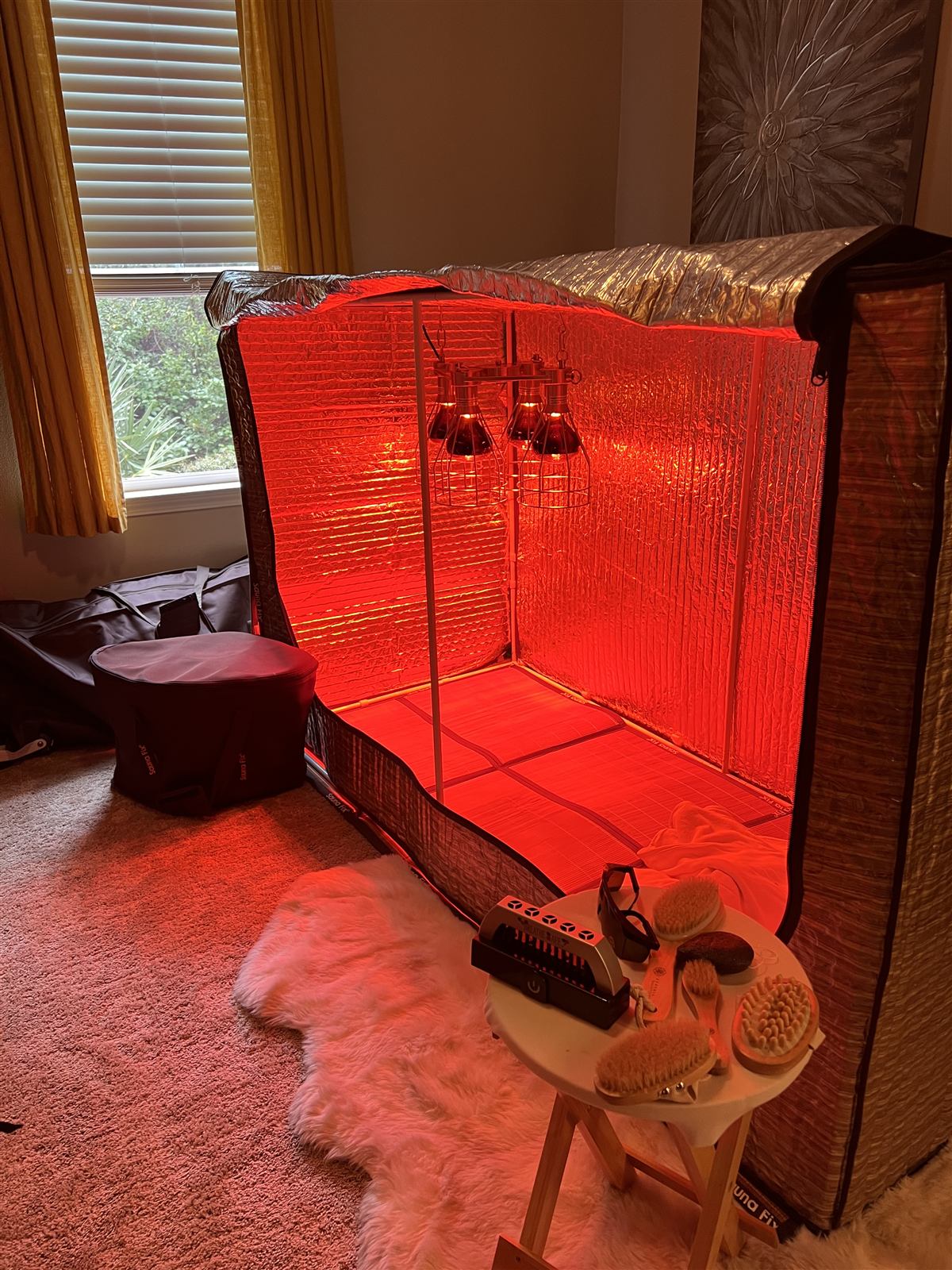 Sauna Fix near infrared lay-down sauna tent for home recovery