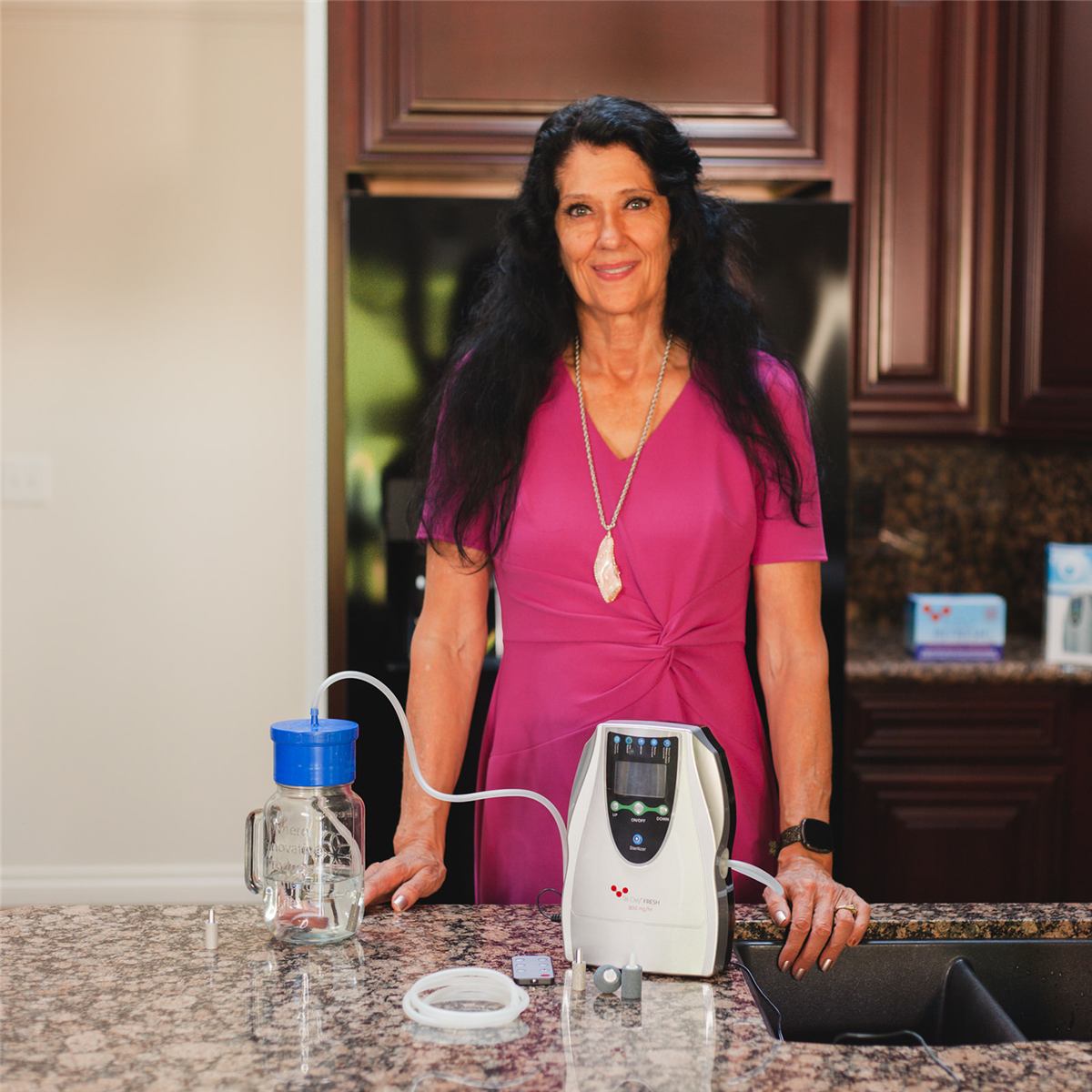 Eileen Durfee with the Tri-Oxy water ozonator